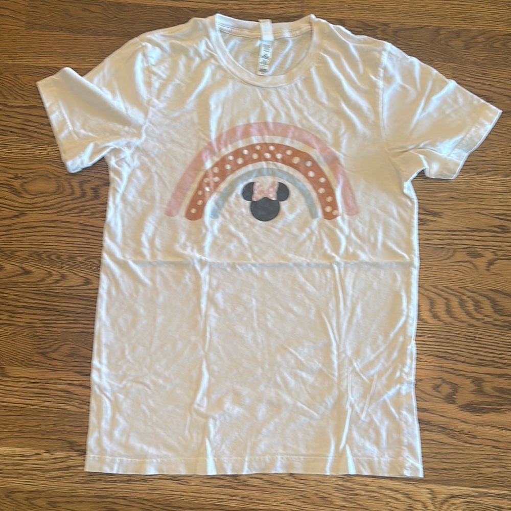 Disney world/minnie mouse White Rainbow Graphic T-Shirt Bella Canvas Medium